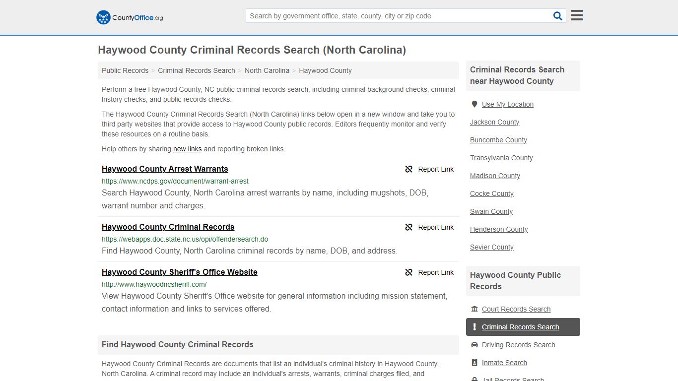 Criminal Records Search - Haywood County, NC (Arrests ...